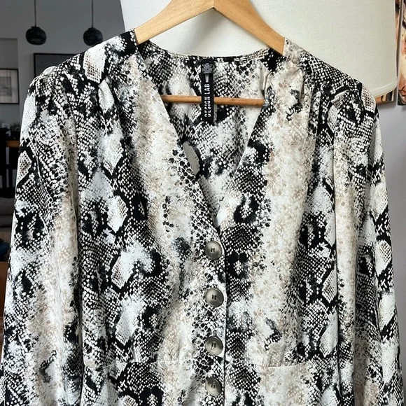 Design Lab Snake-Print Button-Down Dress - Picture 2 of 5